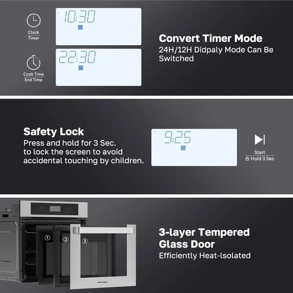 24 Inch Electric Wall Oven, 2.6 Cu.Ft, Convection