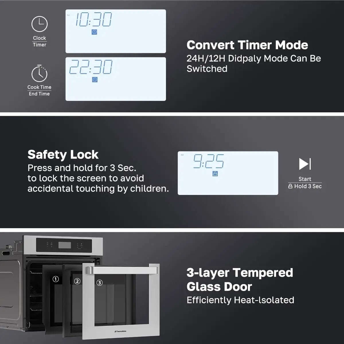 24 Inch Electric Wall Oven, 2.6 Cu.Ft, Convection