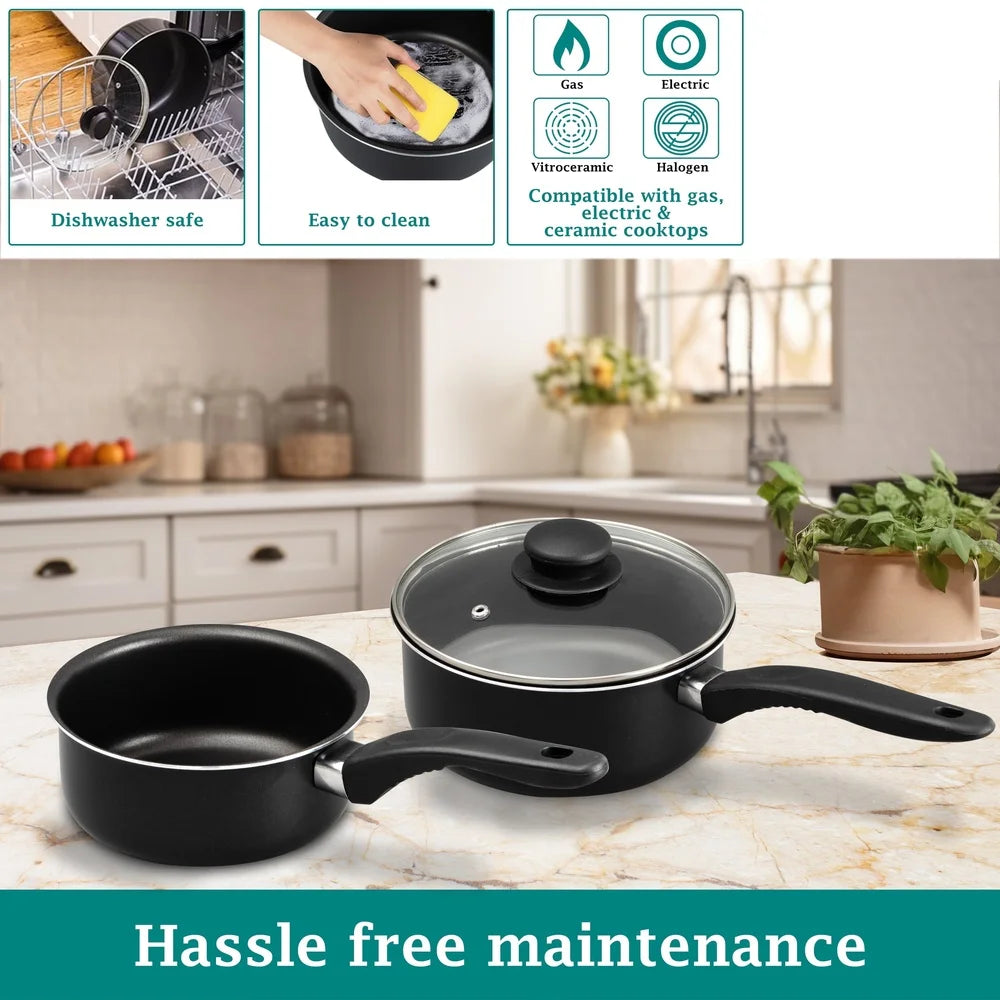 3 Pcs Non-Stick Sauce-Pans 1Qt 2Qt Pots