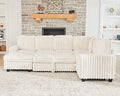 Corduroy Sleeper Sofa Bed w/Storage & Chaise