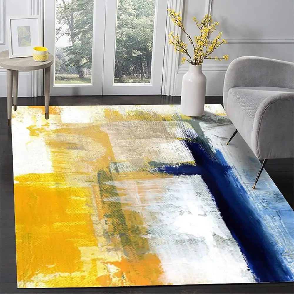 5x7 Contemporary Abstract Blue/Yellow