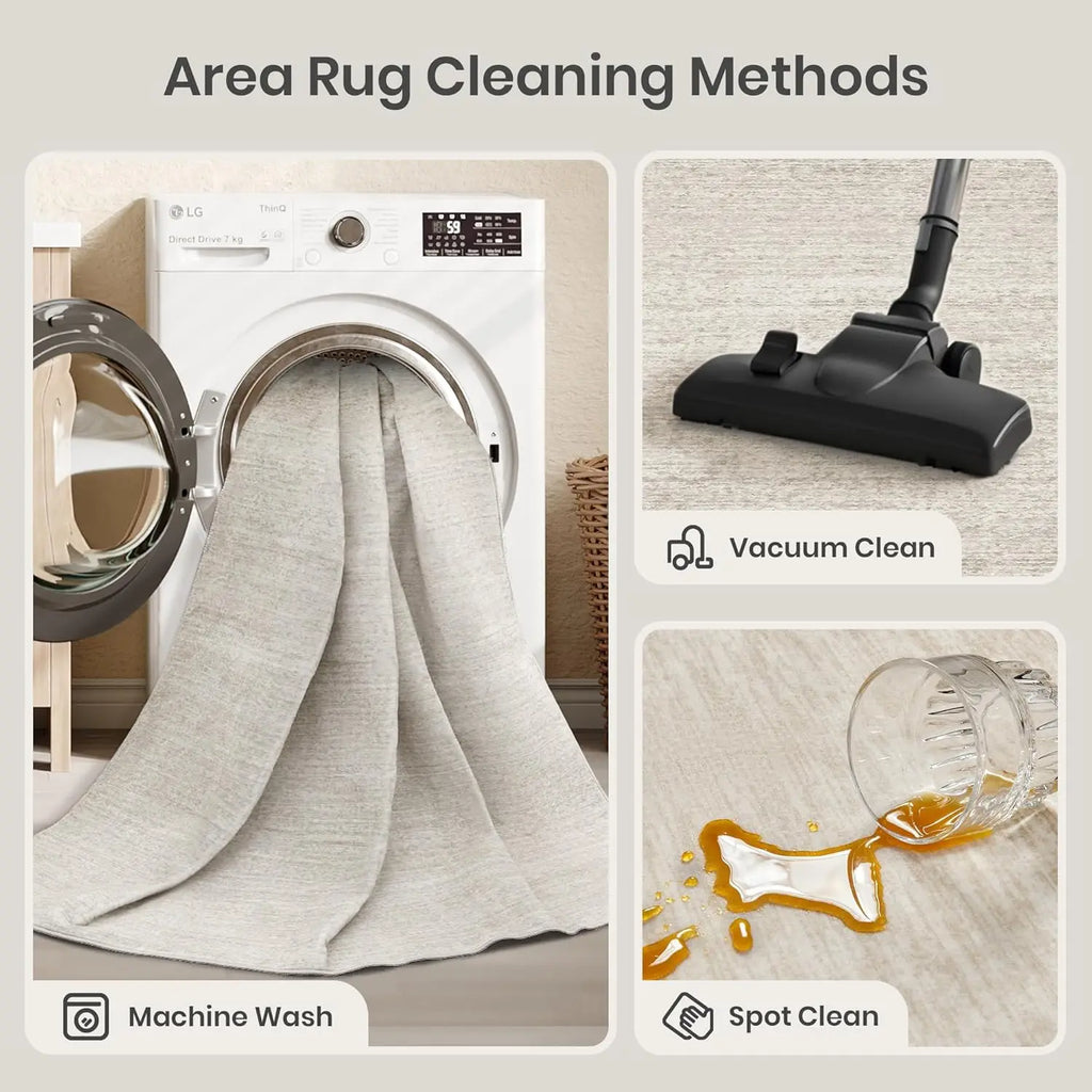5x7 Washable Pet-Friendly Beige
