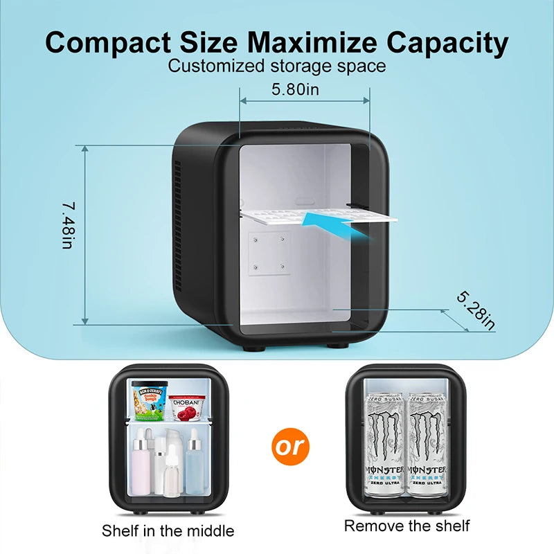 4L Mini Refrigerator Portable Makeup Skincare