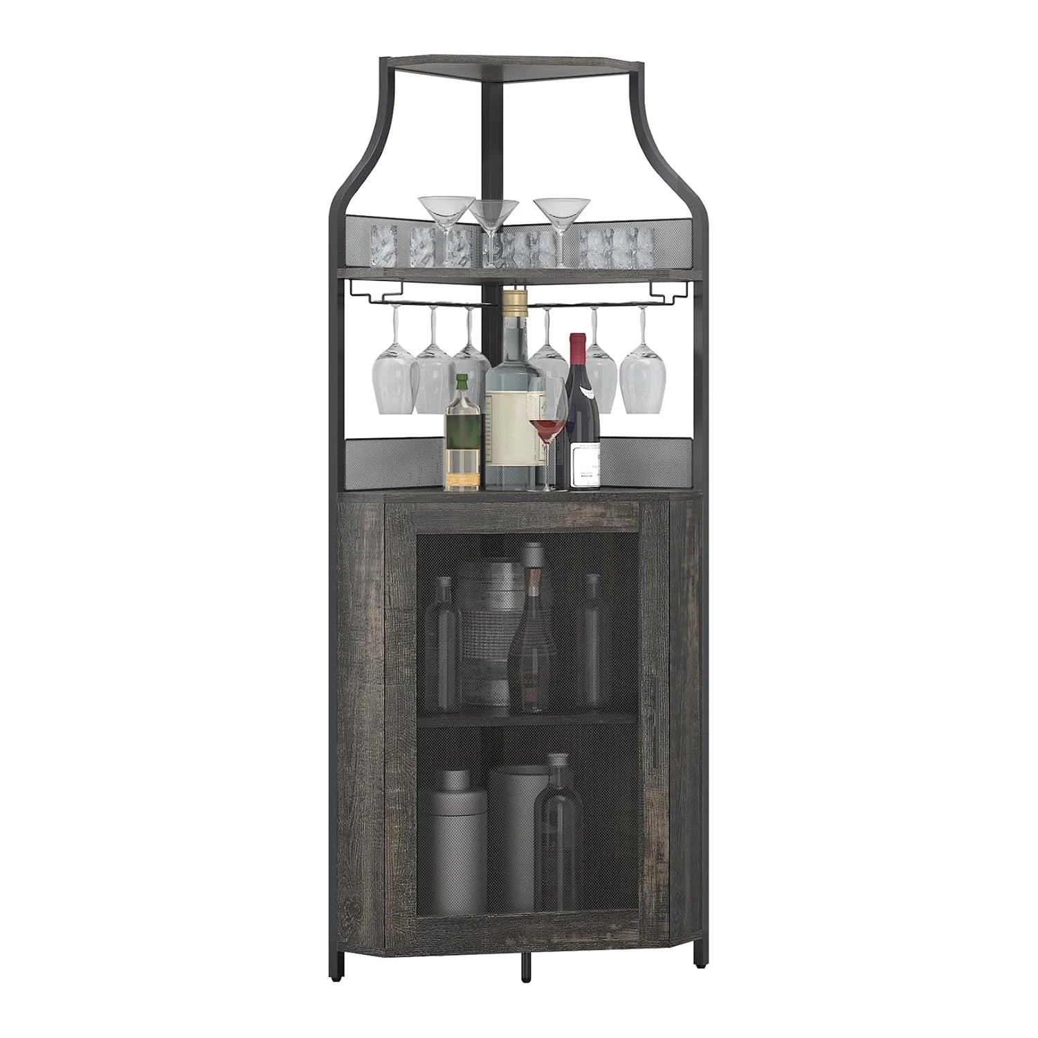 Corner Wine Rack W/Glass Holder