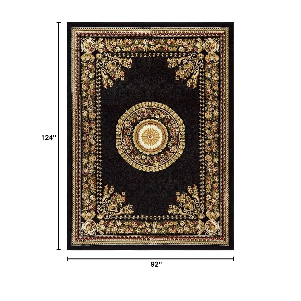 7'8" X10'4" Oriental Medallion, Black/Beige