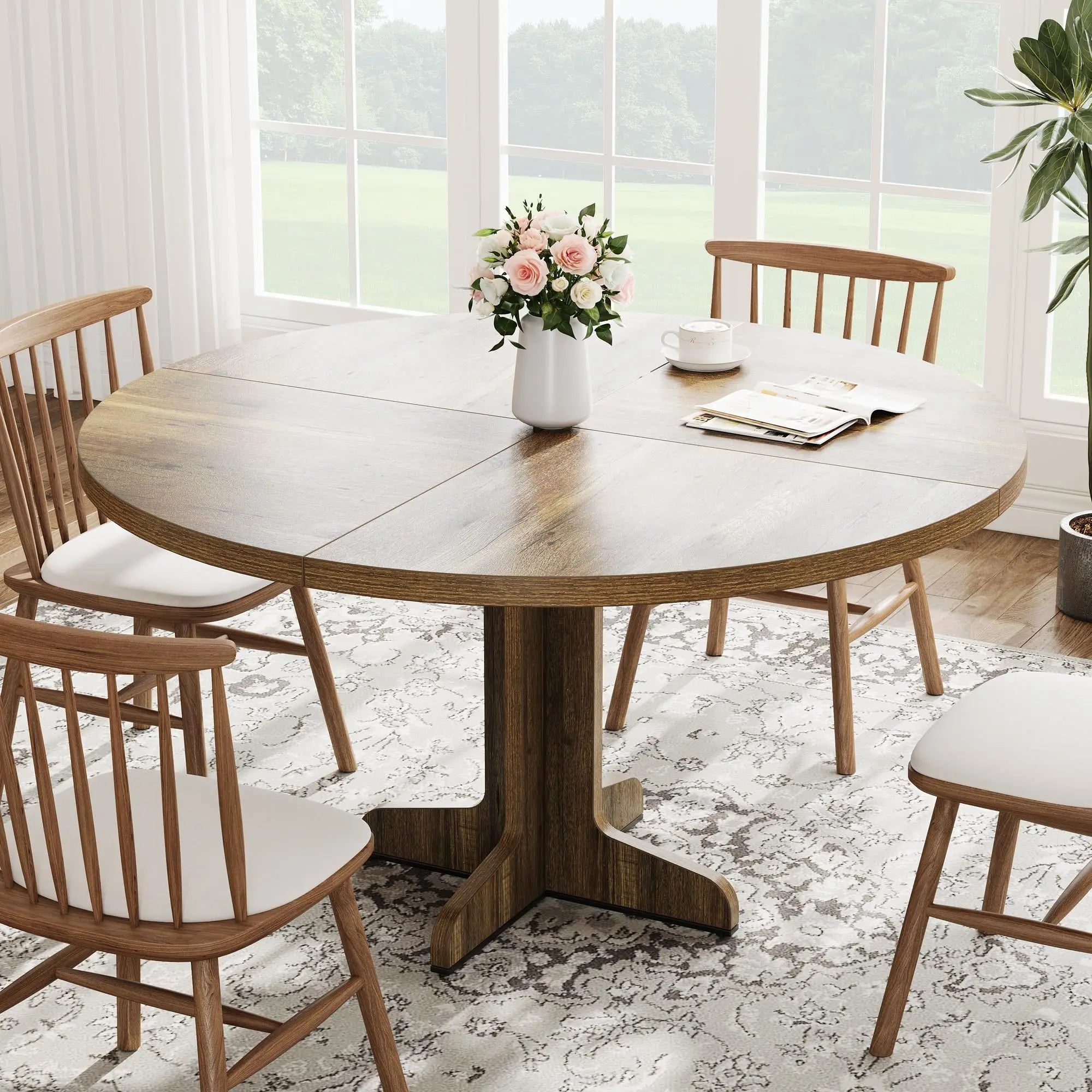 47" Round For 4 Wooden Pedestal