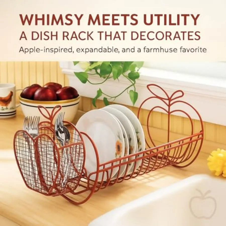 Expandable Dish Drying Rack Apple Decor