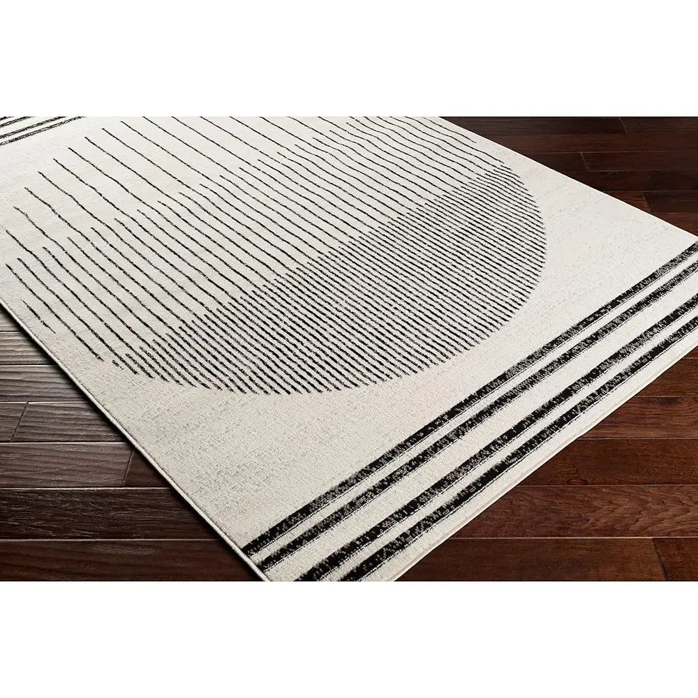 6'&'x7'9" Modern Geometric Black/Ivory