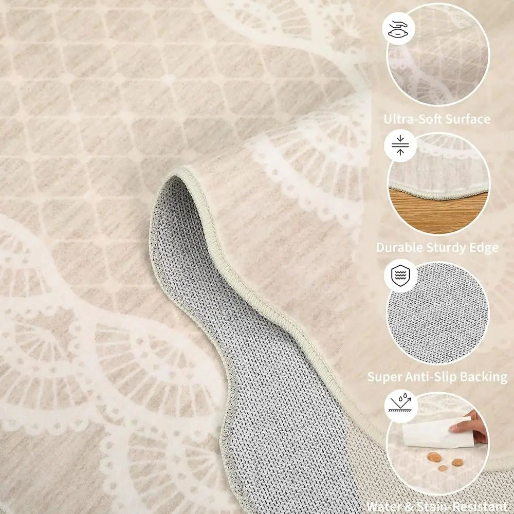 8x10 Washable Scalloped Edge Low Pile