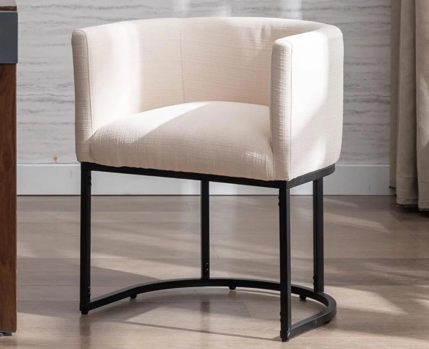 Faux Leather Upholstered Barrel Metal Frame