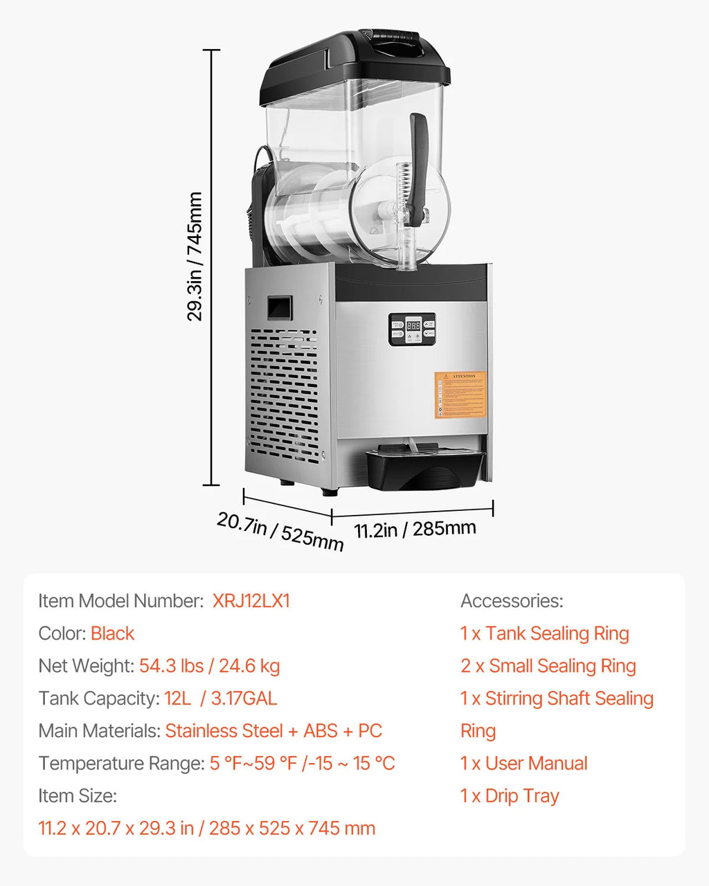 Commercial 3-36L Slushy Machine 1-3 Tanks Stainless