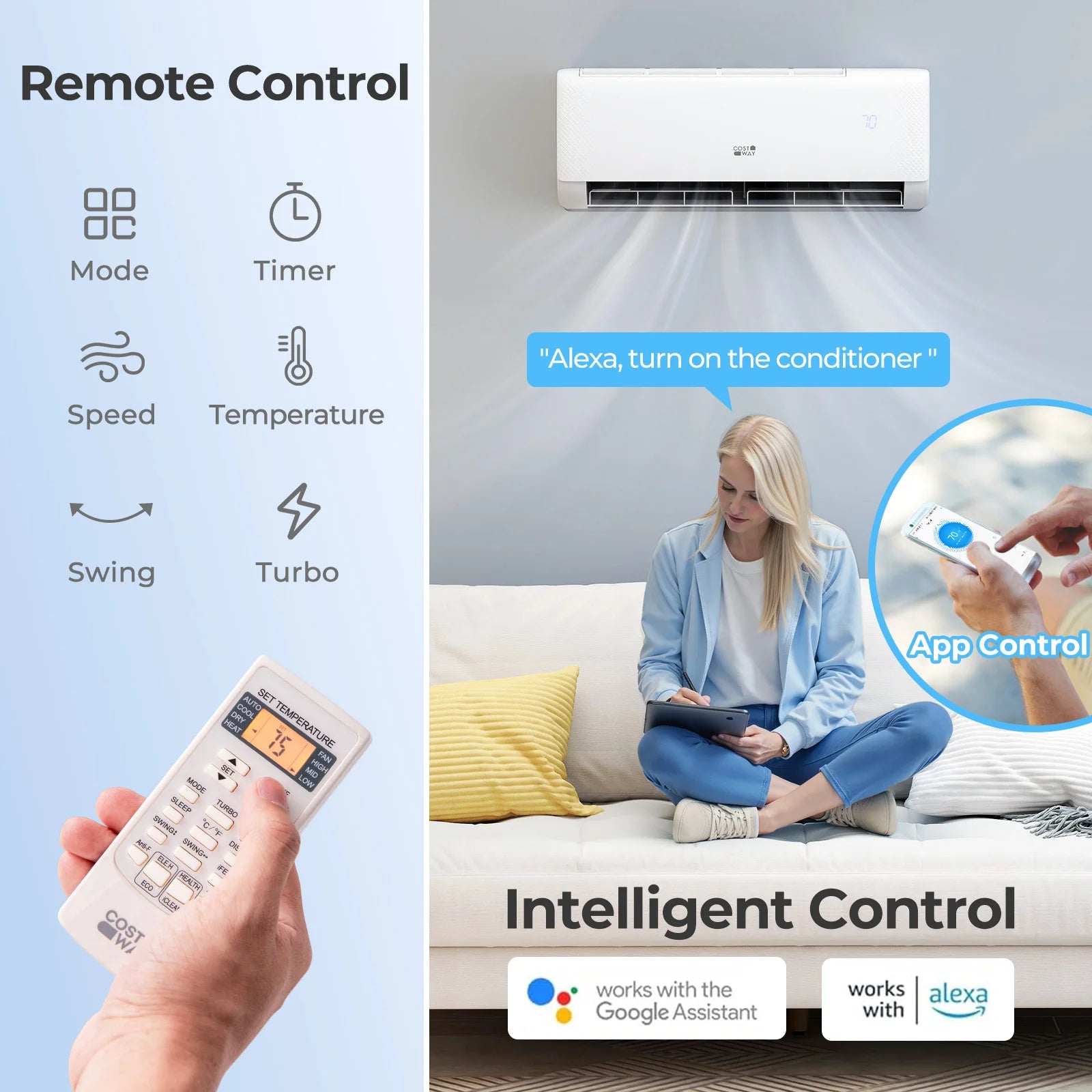12000BTU Wifi AC 22 SEER2115V Inverter Air Conditioner