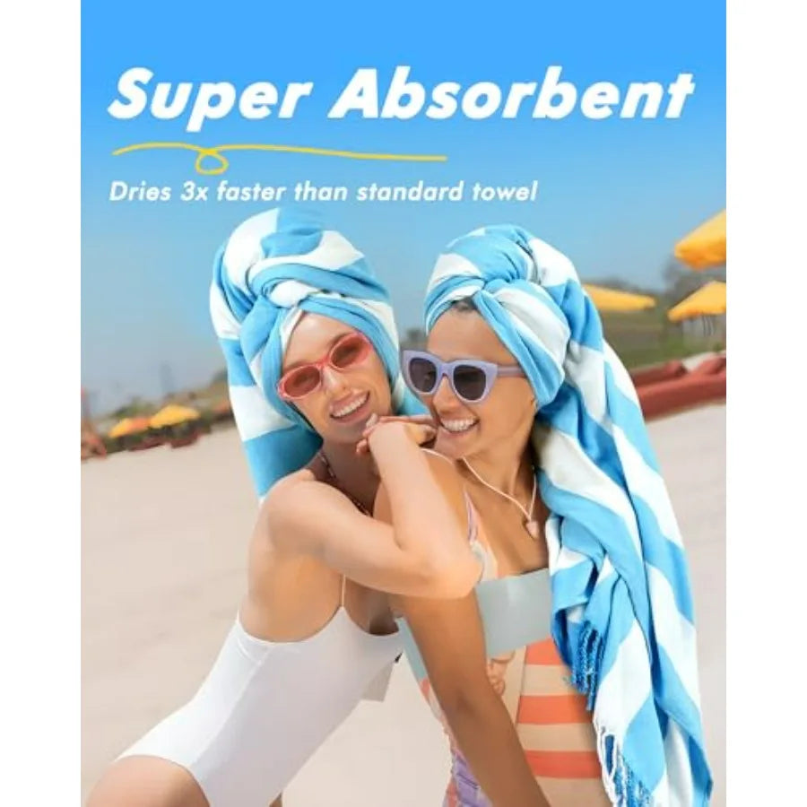 6 Oversized Stripe Turkish Beach Towel 74"x38"