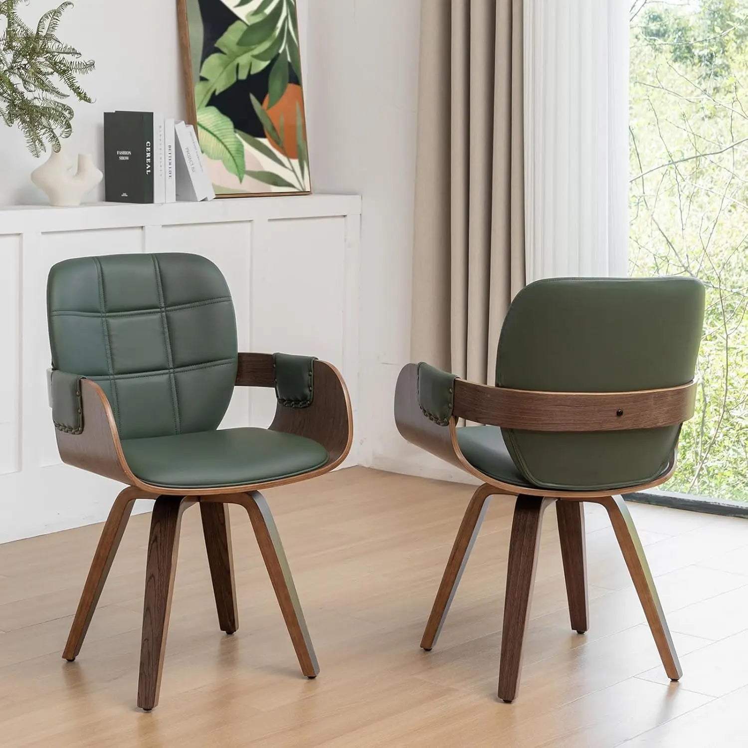 2 MCM Swivel Faux Leather