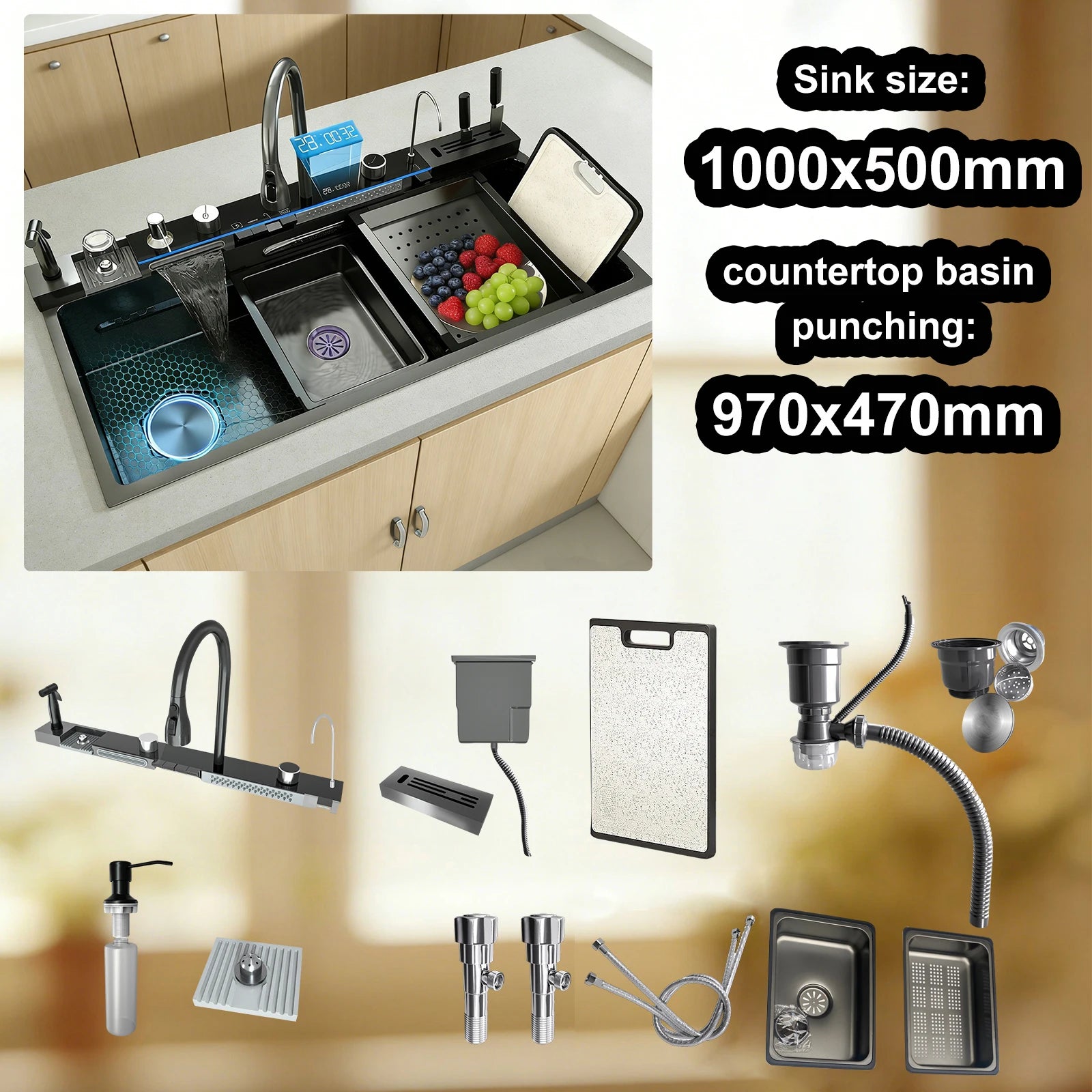 Stainless Sink Digital Display Waterfall