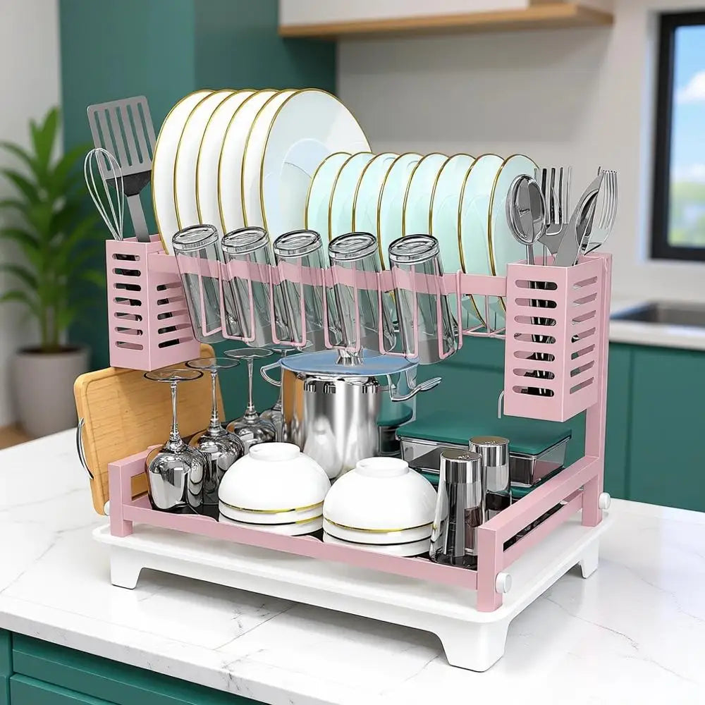 Large 2-Tier Dish Rack Drainboard