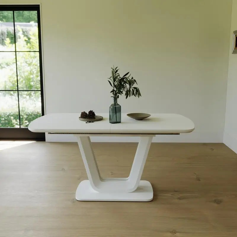 63-78.75" Expandable White MDF Industrial Style
