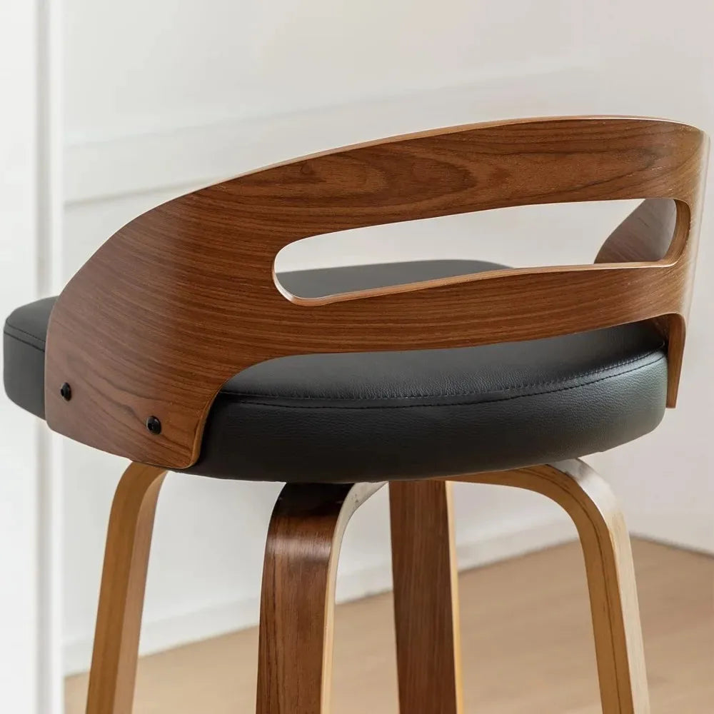 Set of 2 Swivel Bar Stools Walnut
