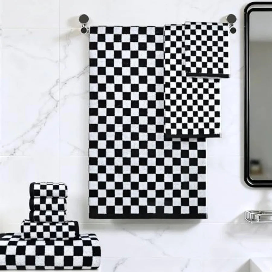 Towels Set of 8, Cute Checkered Towels