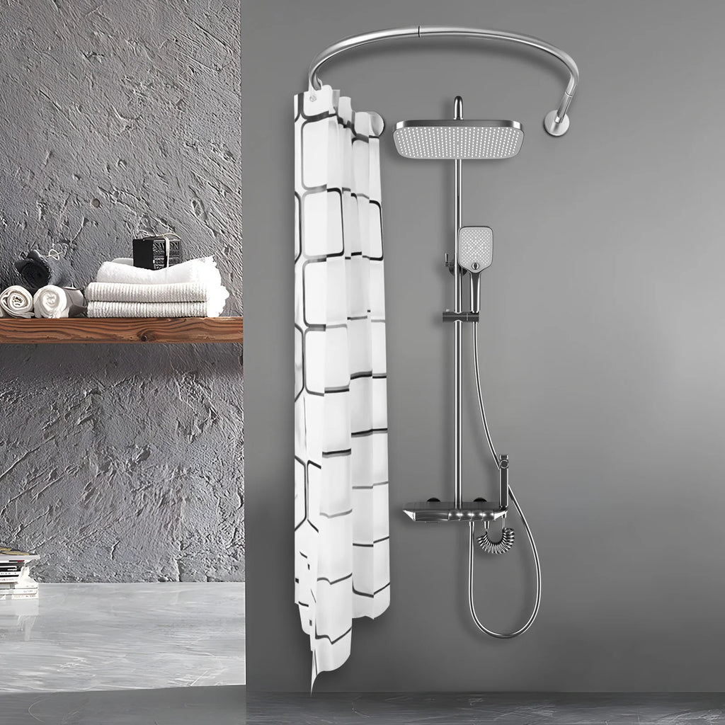 Shower Curtain Rod Set Extendable Curved