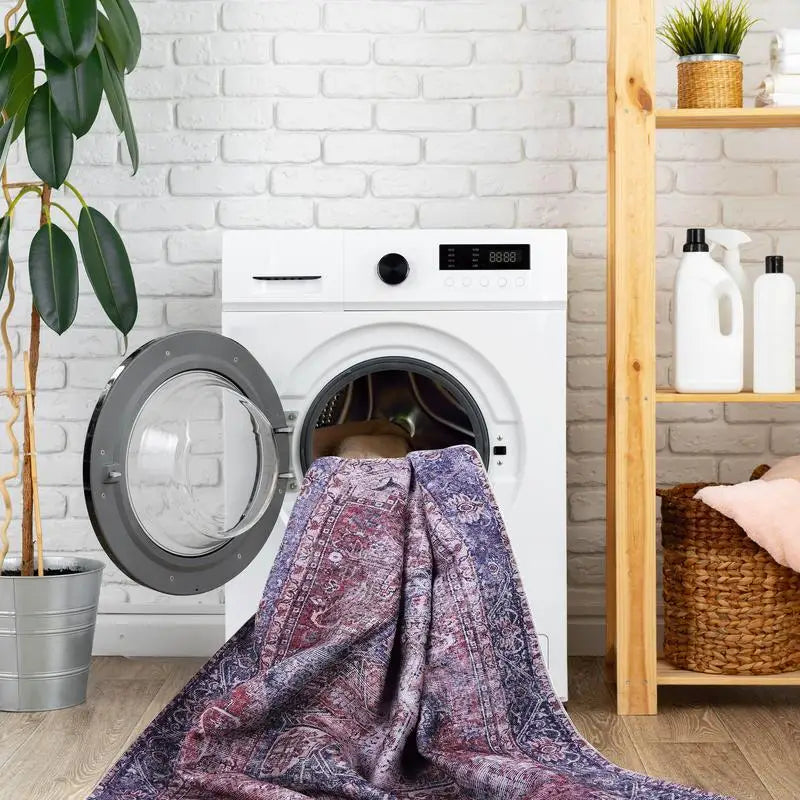 5x8 Washable Burgundy Soft Durable