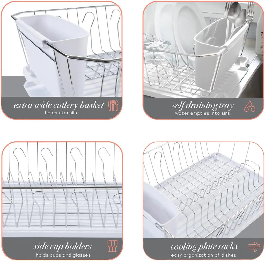 3 Piece Dish Rack with Drainboard,