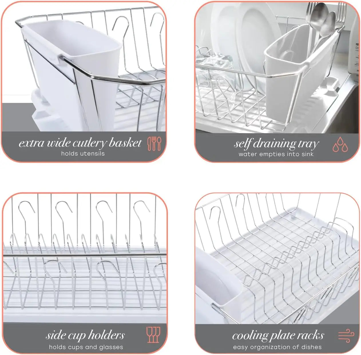 3 Piece Dish Rack with Drainboard,