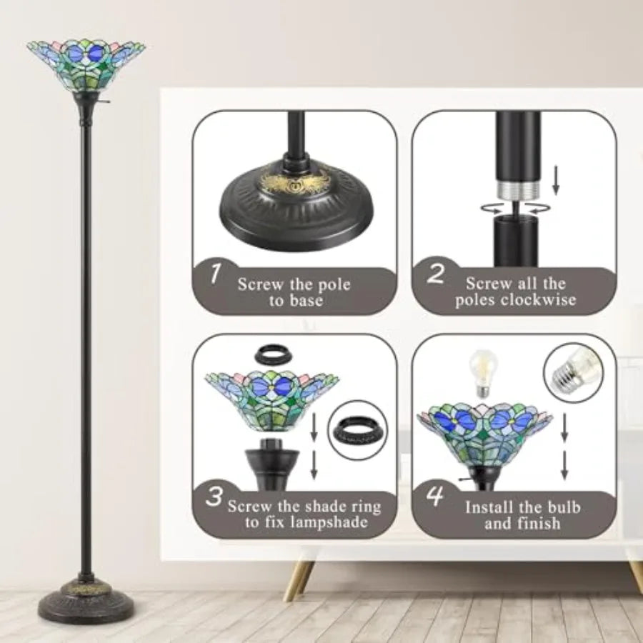 70" Tiffany Torchiere Lamp