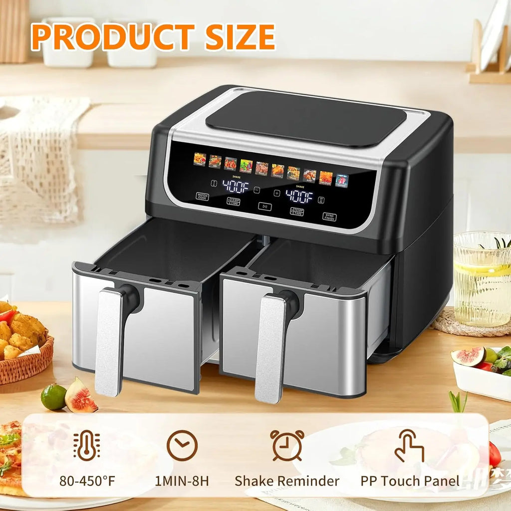 Dual Basket Air Fryer, 9.5 Quart Large