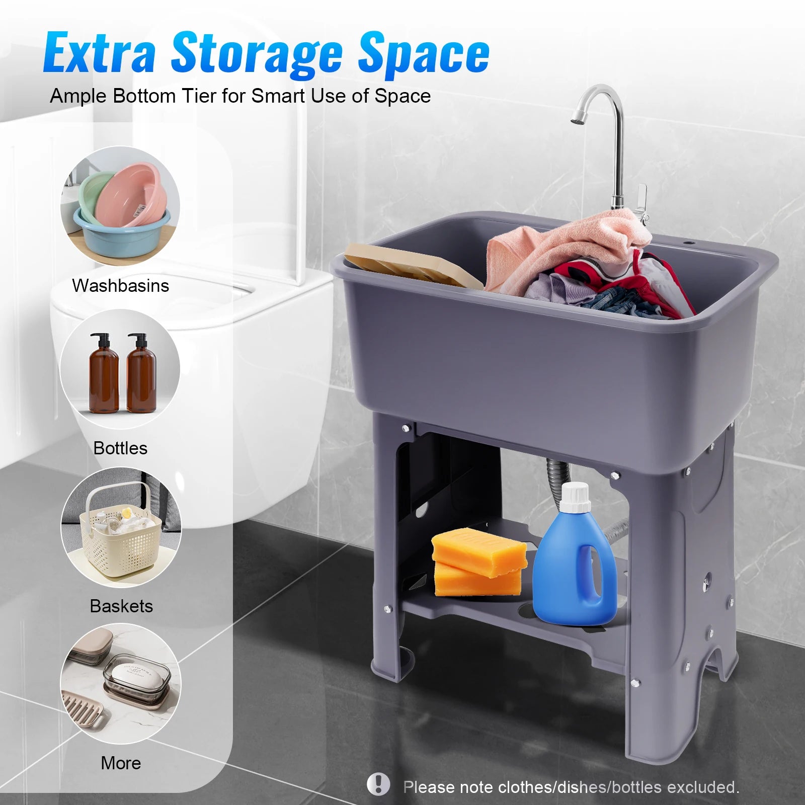 Utility Large Capacity w/360 faucet Freestanding