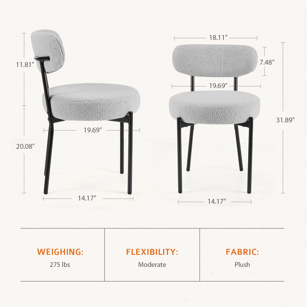 2, Mid Century Modern Round Upholstered