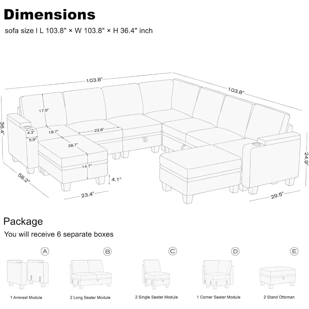 Modular Sectional Sofa w/Storage