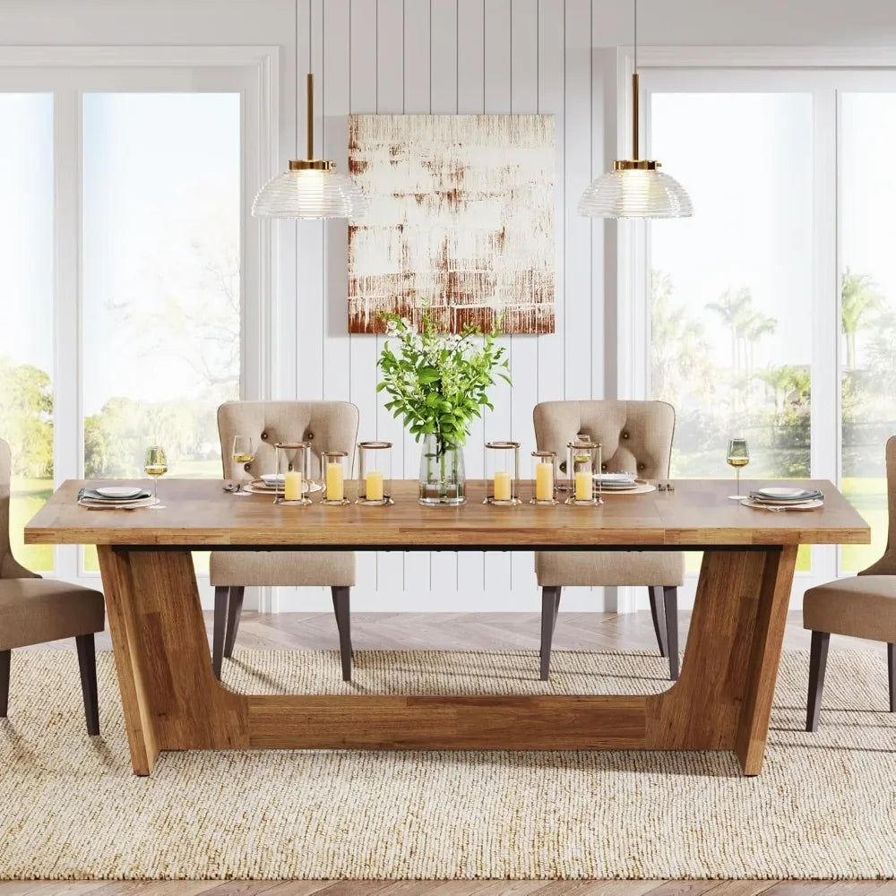 70.87"  Large Wooden for 6-8 People Rectangular Farmhouse