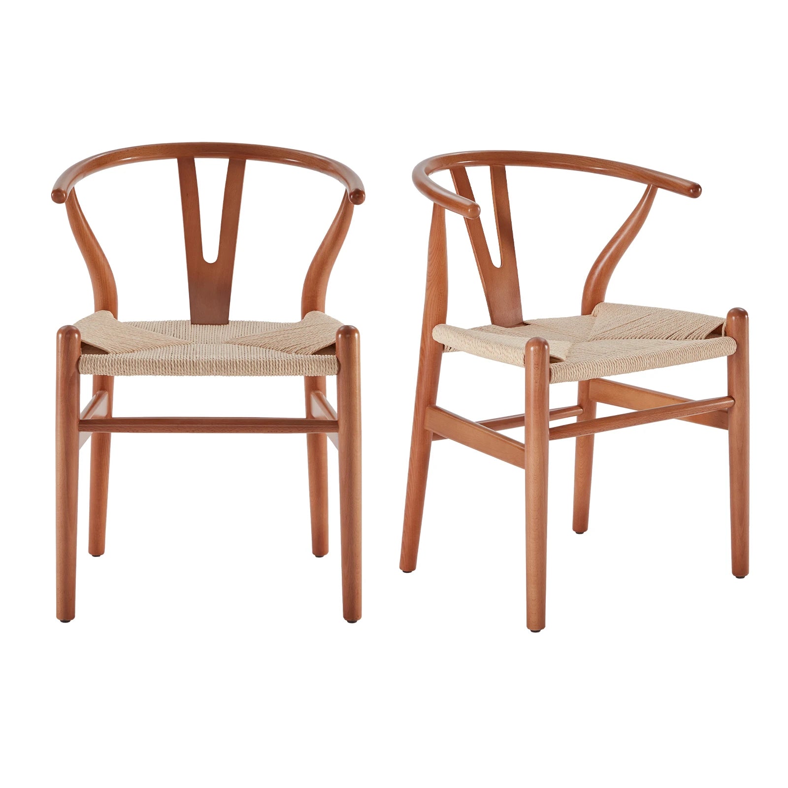 2 Fully Assembled Wishbone Rattan Solid Wood