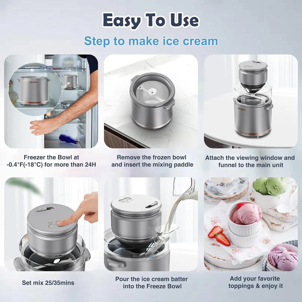 Electric Ice Cream Maker for Gelato/Milkshakes/Sorbet, 1.1 Quart