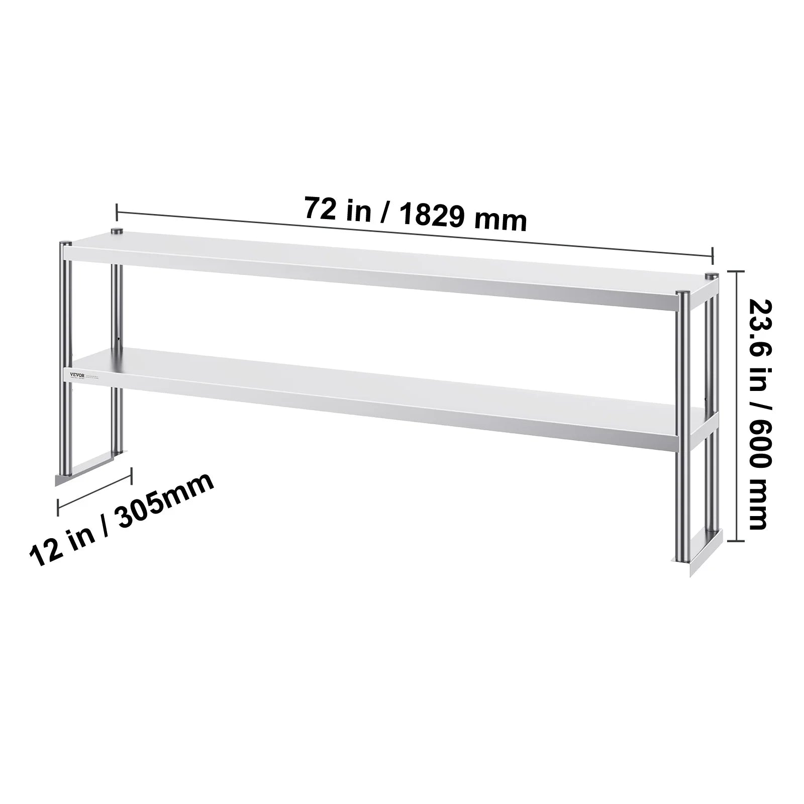 Stainless kitchen worktable Overshelf