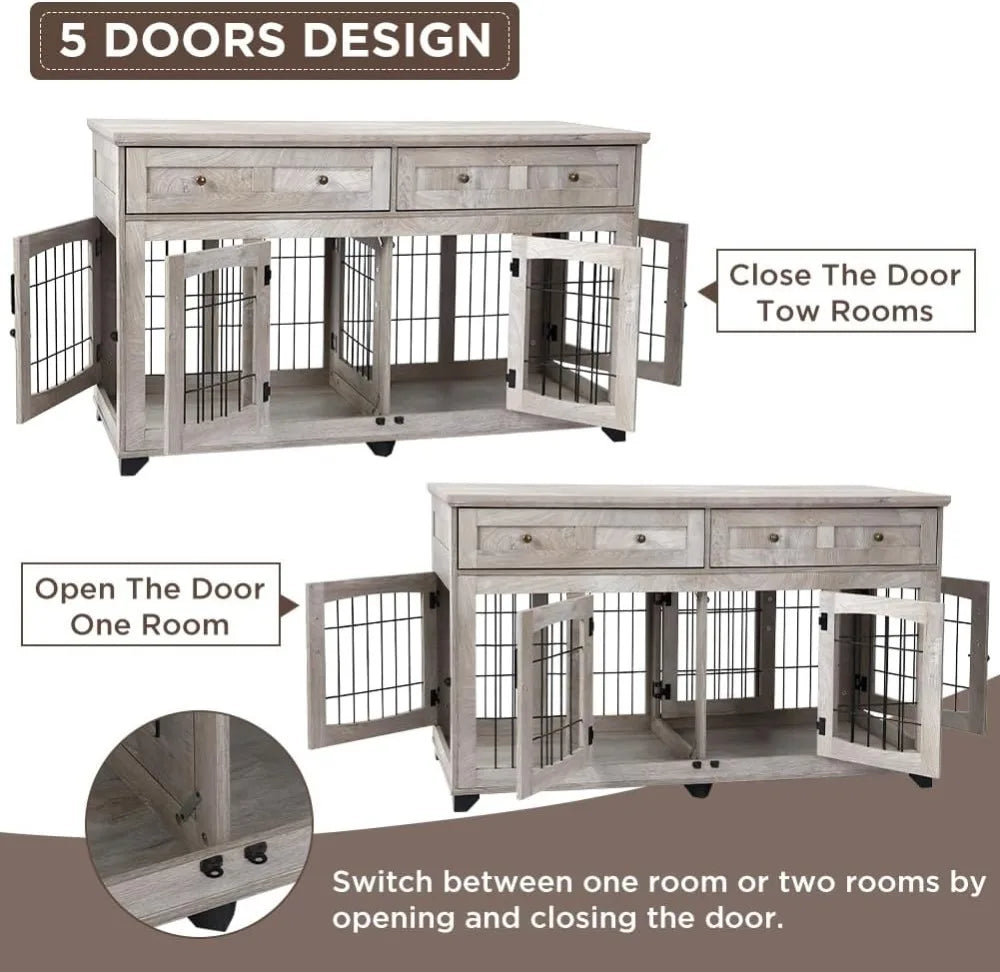 58" Large Dog Crate W/ Drawers