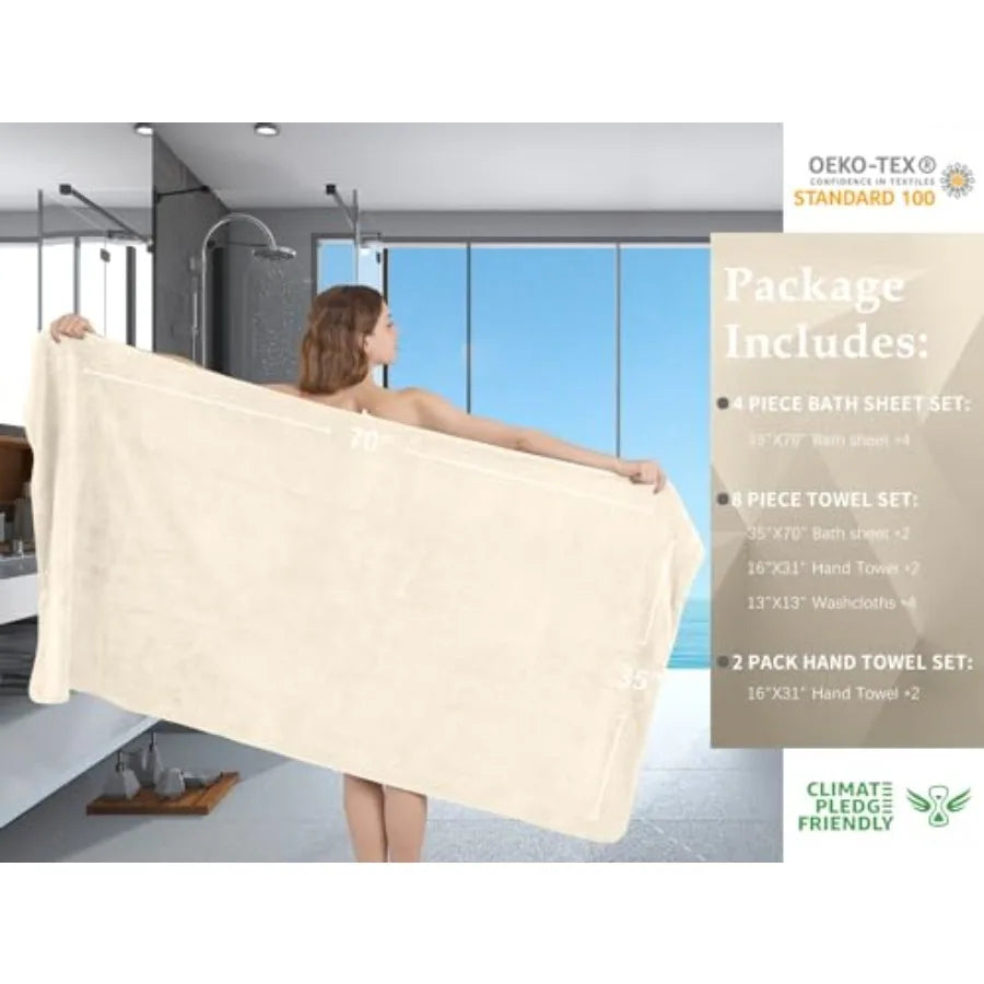 Extra Large Bath Sheet Set of 4, 35"x 70