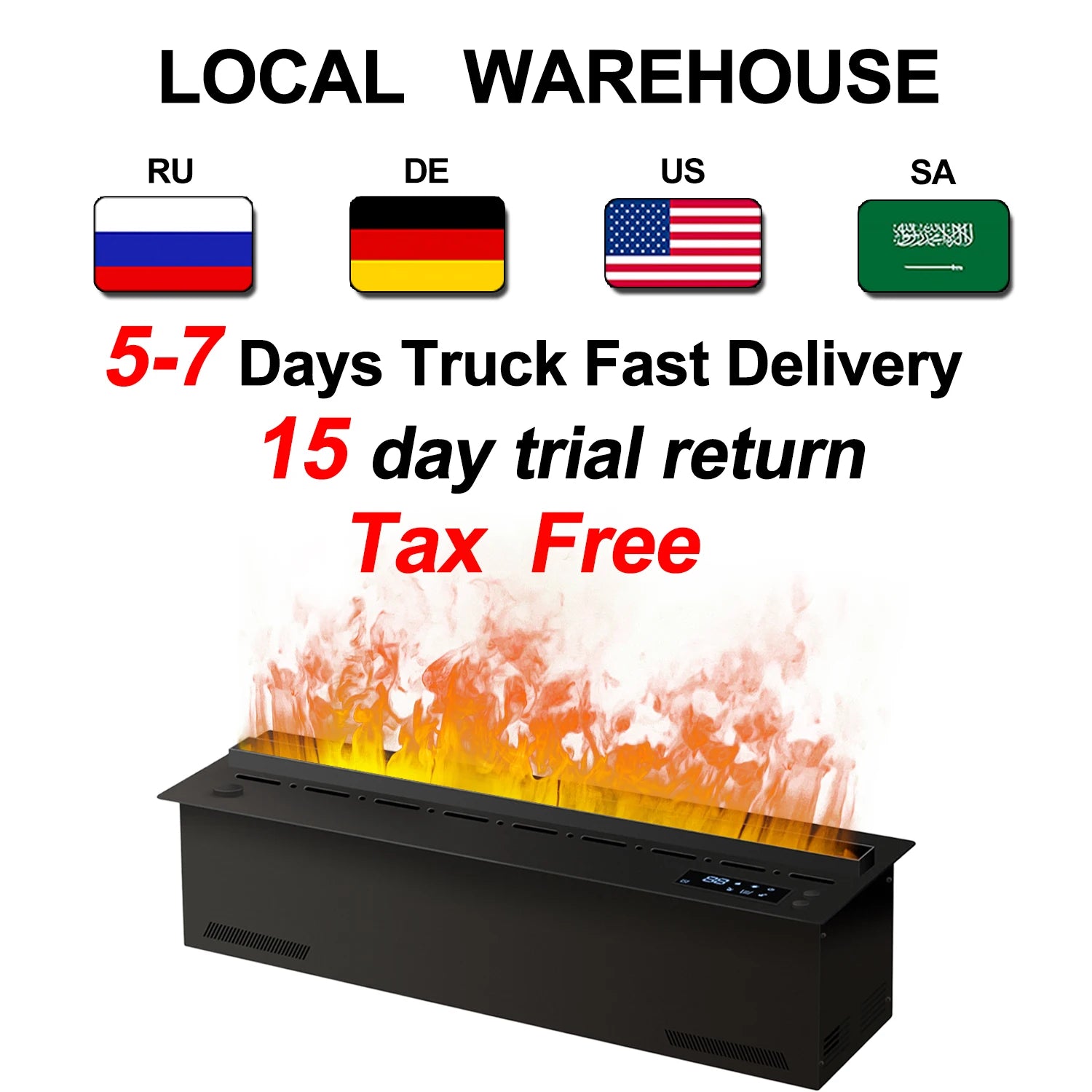 water vapor fireplace, 3D flame effect