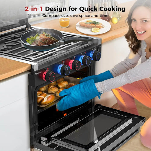 17-Inch Propane Gas Oven Black, RV Kitchen Range