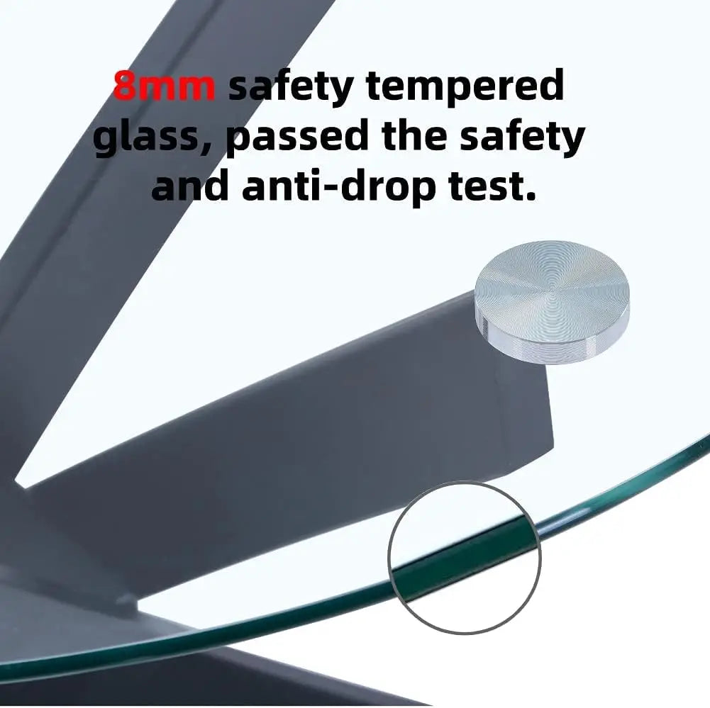 35.5 Round Tempered Glass 4 Chairs