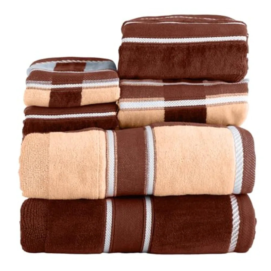 6 Pcs Bathroom Towels Set 100% Cotton Bathroom