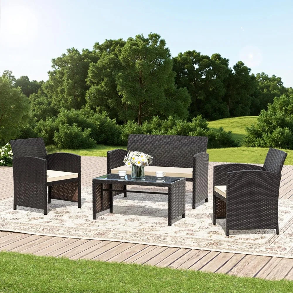 4-Piece Whicker Patio Set