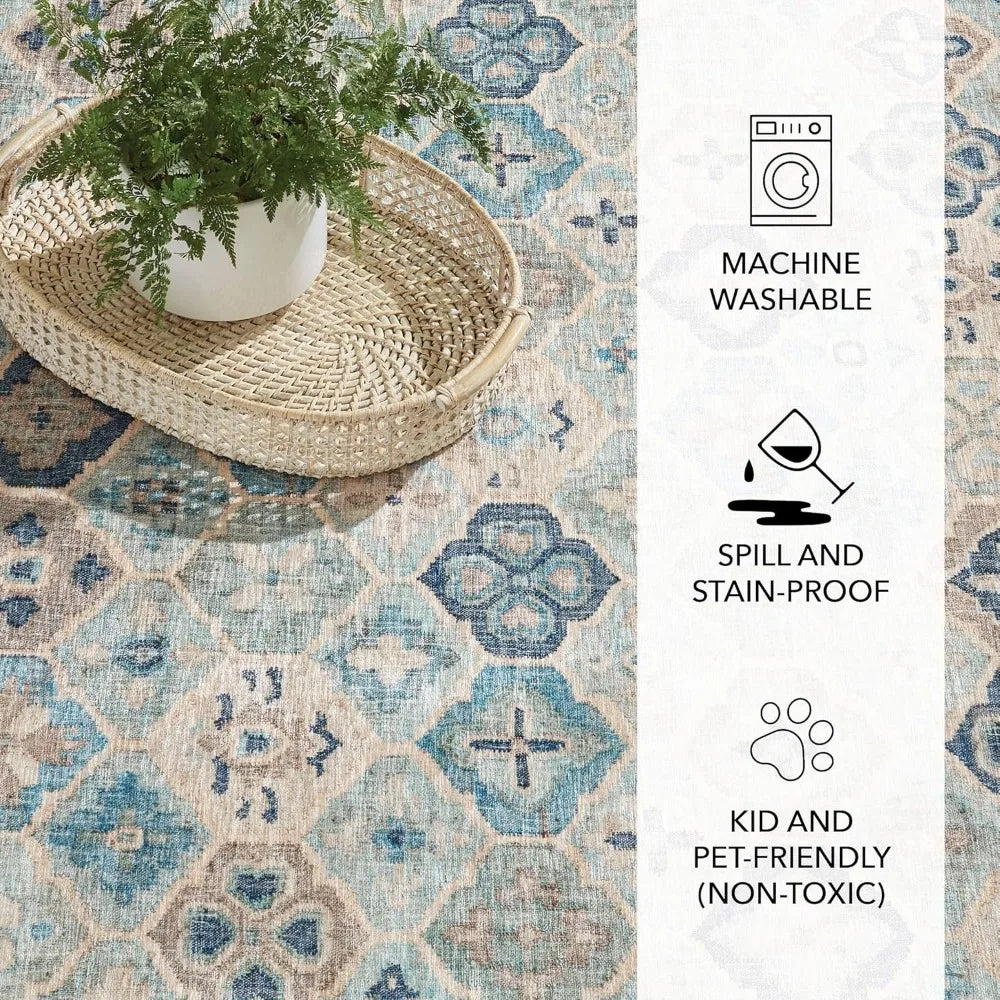 Machine Washable Geometric Rug 4x6