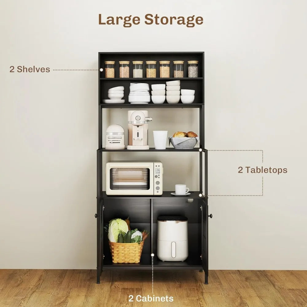 Kitchen Bakers Rack W/Power Outlet/Coffee Bar/MW Stand