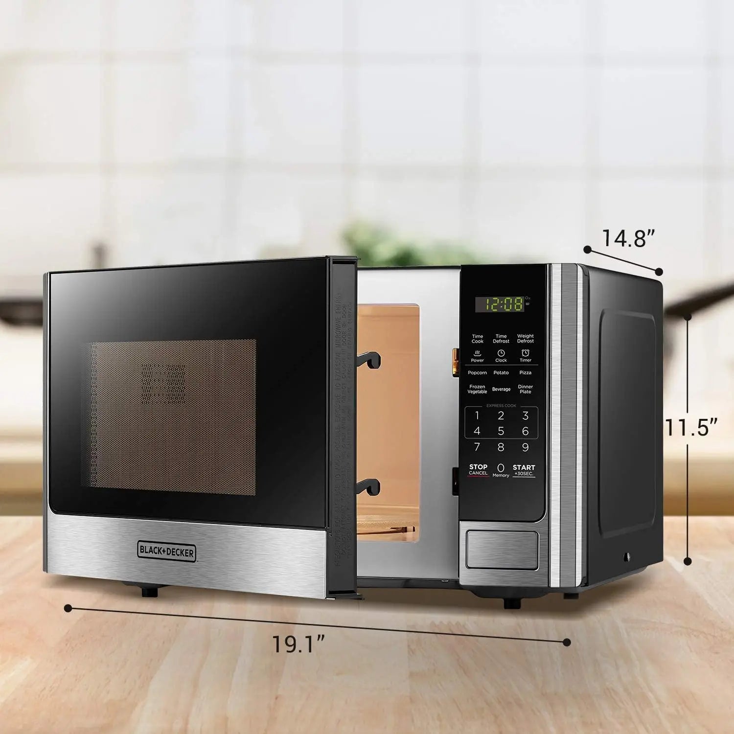 Digital Microwave, Turntable, Stainless, 0.9 CF