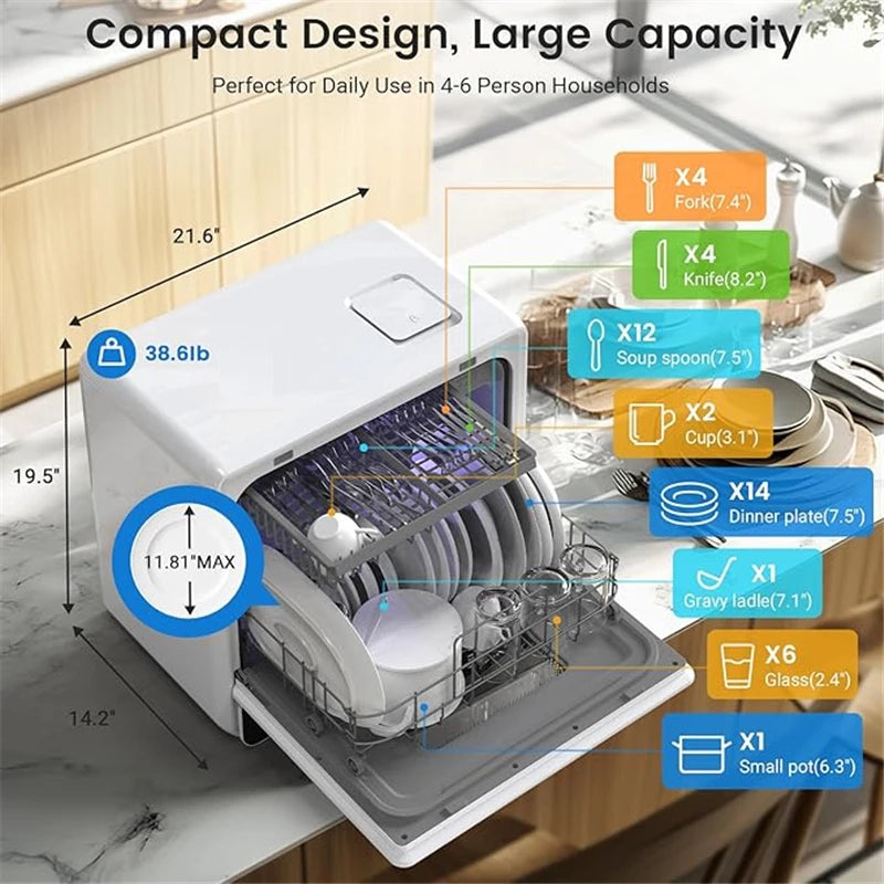 Dishwasher w/ 9 Programs High-Temperature Countertop
