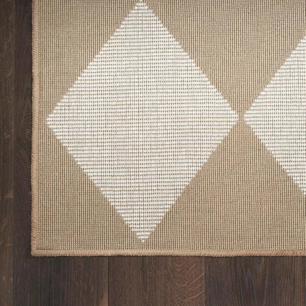 Washable Jute Geometric Natural Ivory 5'3"" X 7'3""